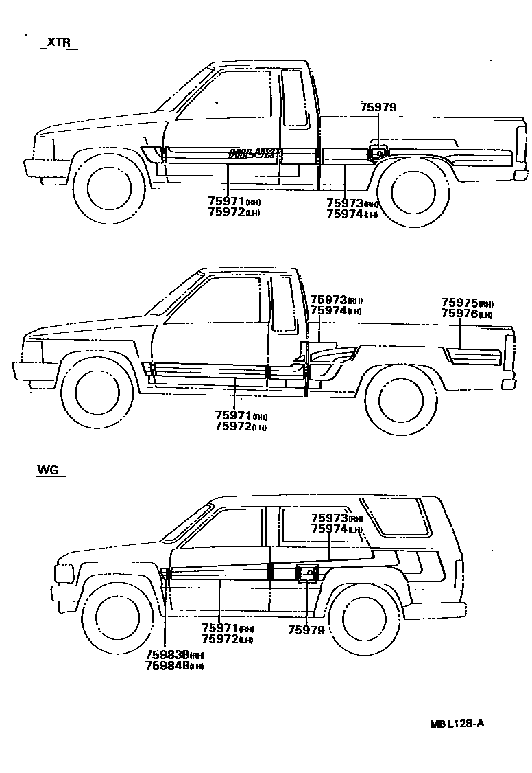 Toyota HILUX 车身镶条 EPC diagram — MBL128A