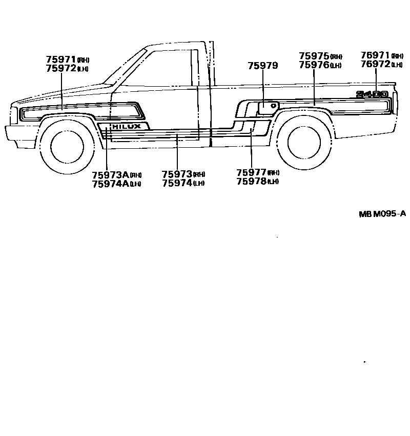 Toyota HILUX 车身镶条 EPC diagram — MBM095A