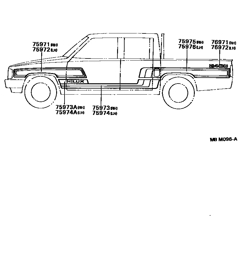 Toyota HILUX 车身镶条 EPC diagram — MBM096A