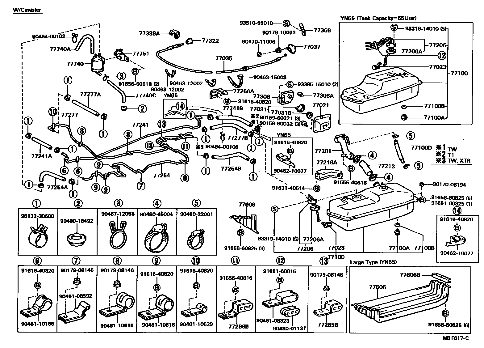Toyota HILUX 燃油箱和燃油管 EPC diagram — MBF617C