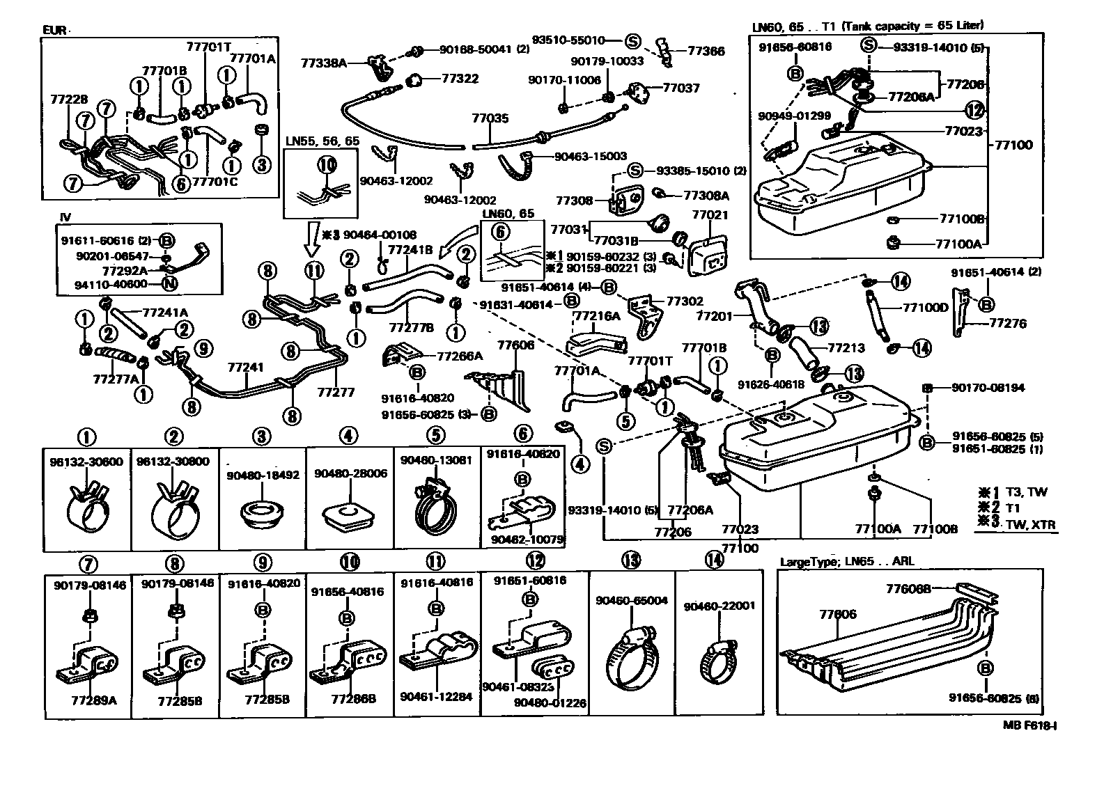 Toyota HILUX 燃油箱和燃油管 EPC diagram — MBF618I