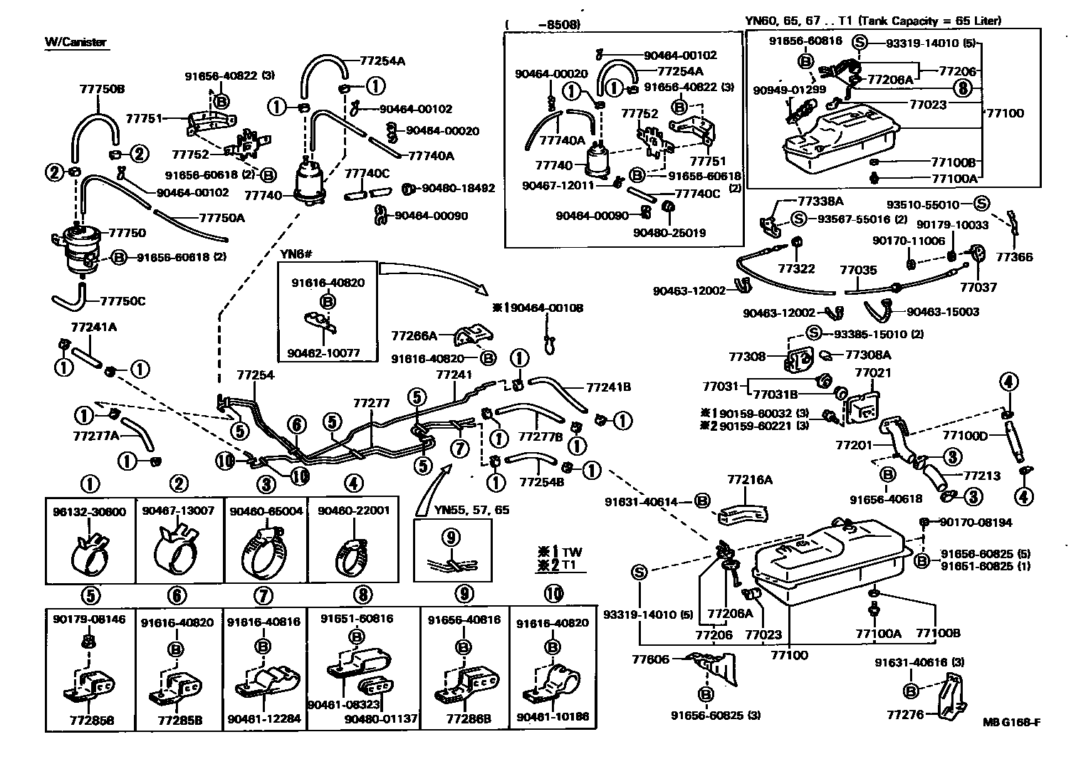 Toyota HILUX 燃油箱和燃油管 EPC diagram — MBG168F
