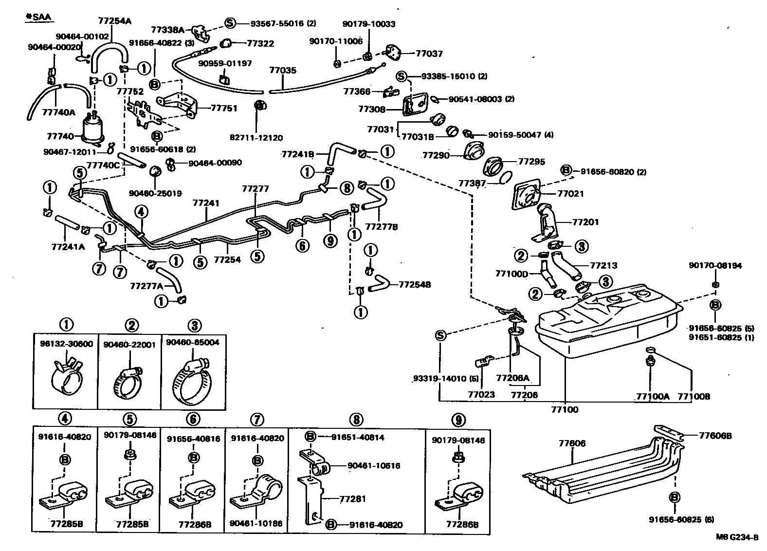 Toyota HILUX 燃油箱和燃油管 EPC diagram — MBG234B
