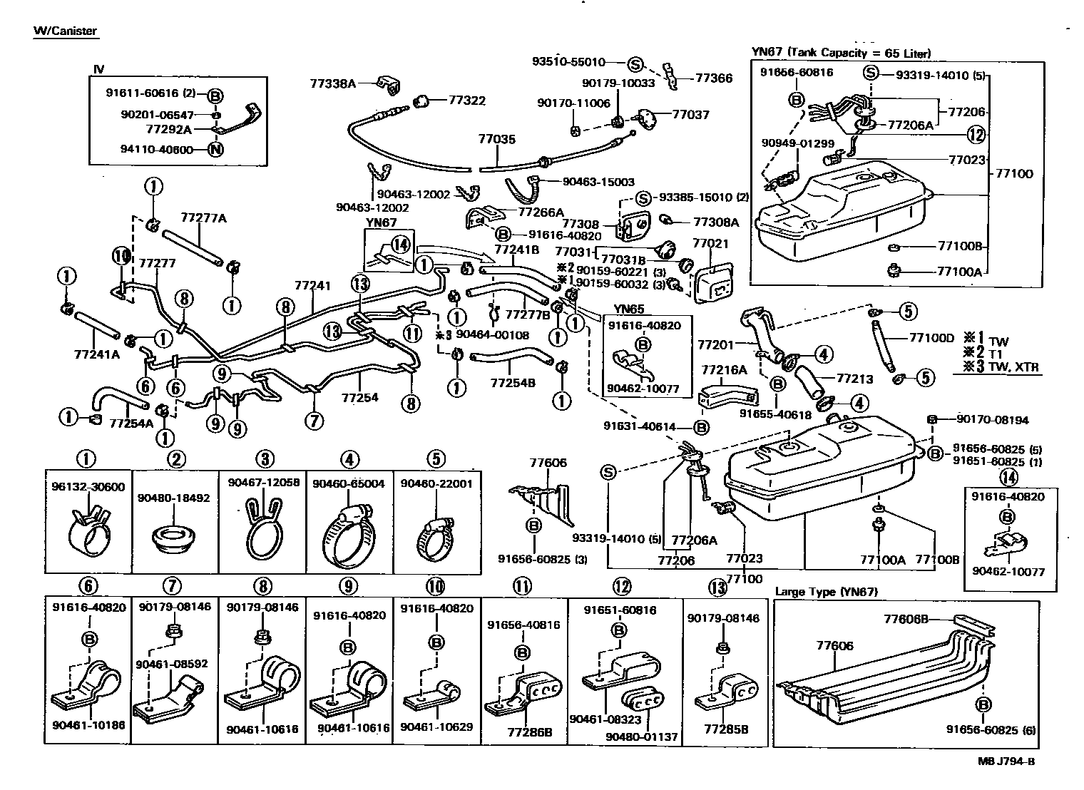 Toyota HILUX 燃油箱和燃油管 EPC diagram — MBJ794B