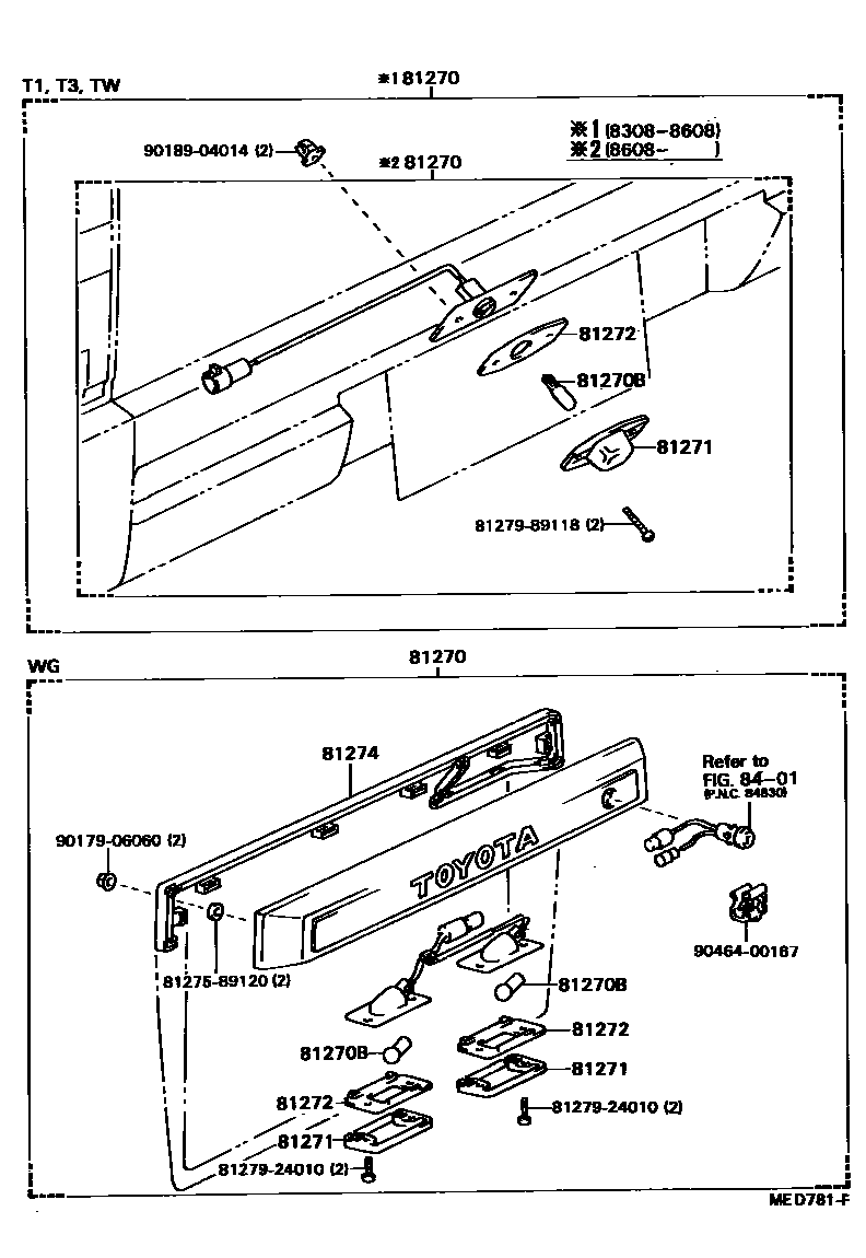 Toyota HILUX 后牌照灯 EPC diagram — MED781F