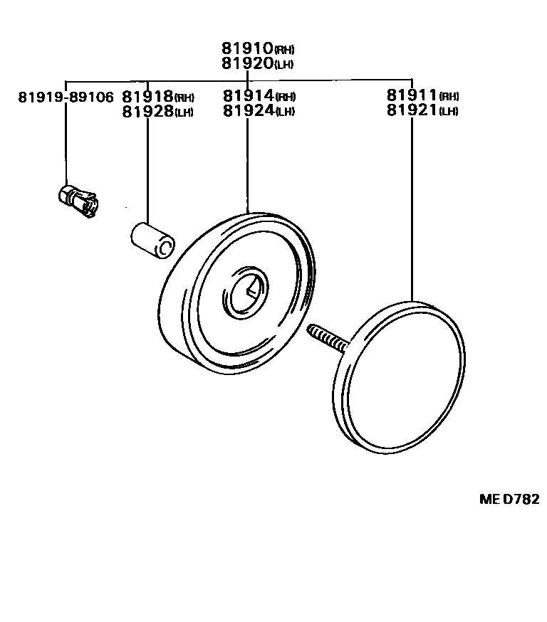 Toyota HILUX reflector EPC diagram — MED782