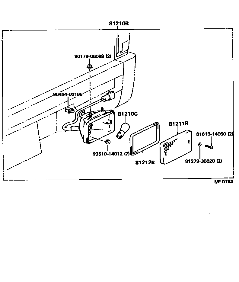Toyota HILUX 后雾灯 EPC diagram — MED783