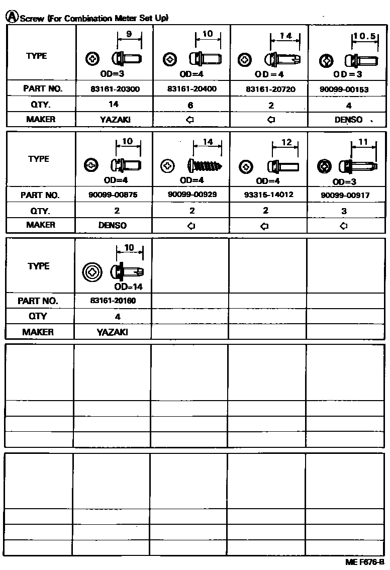 Toyota HILUX 仪表 EPC diagram — MEF676B