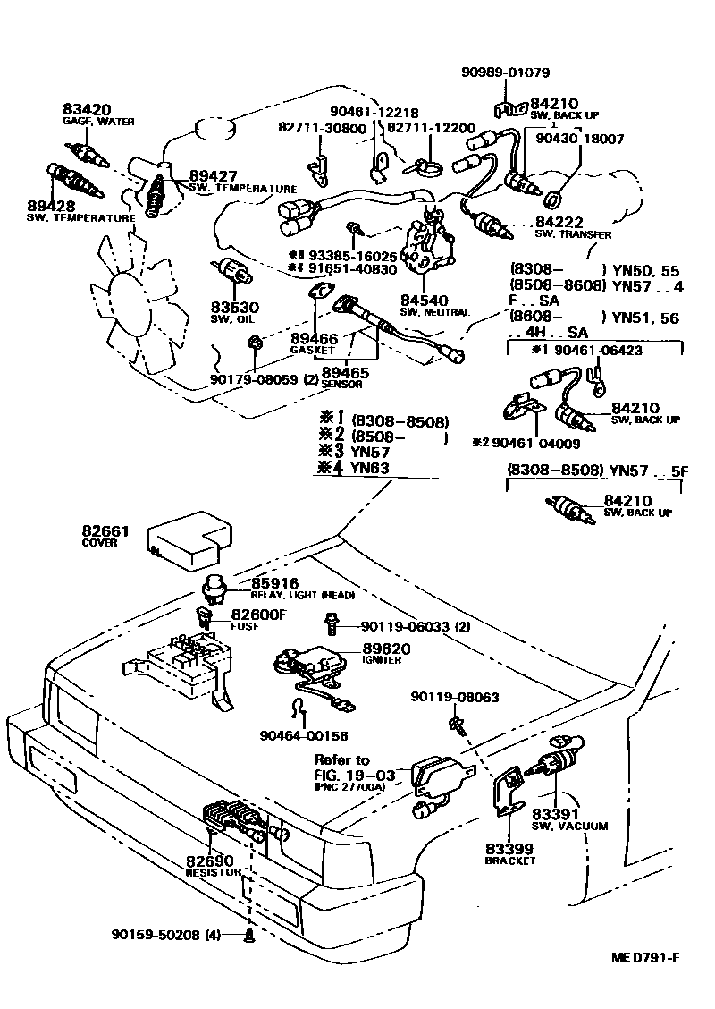 Toyota HILUX 开关和继电器和ECU EPC diagram — MED791F