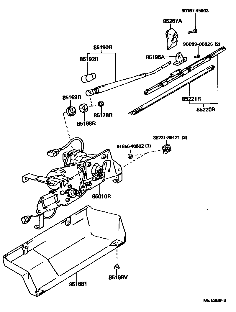 Toyota HILUX 后刮水器 EPC diagram — MEE369B