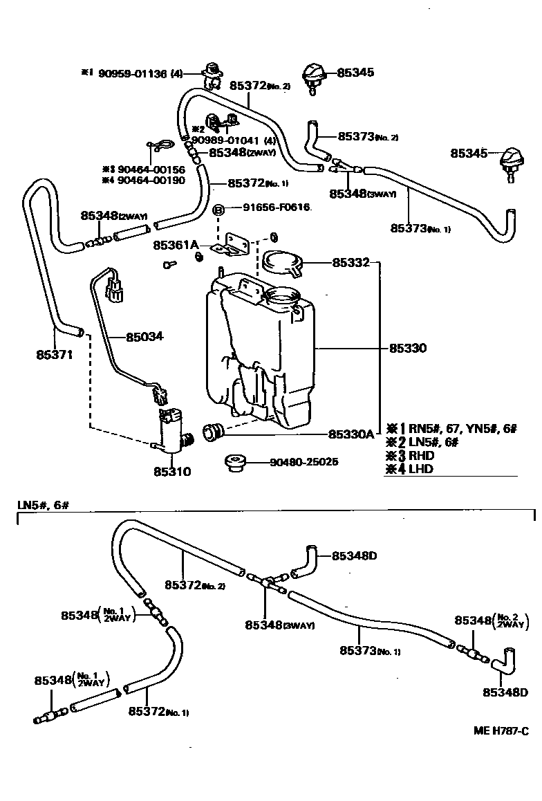 Toyota HILUX 挡风玻璃清洗器 EPC diagram — MEH787C