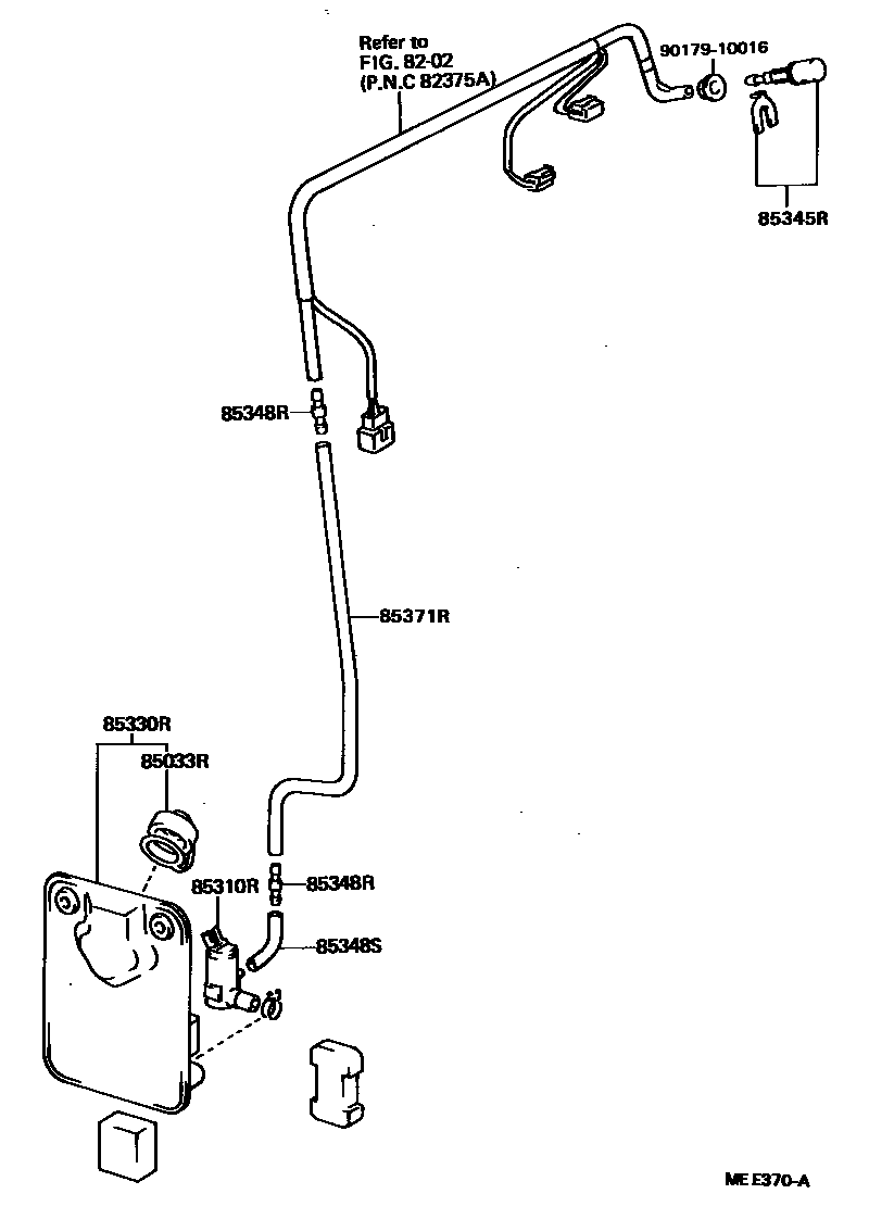 Toyota HILUX 后清洗器 EPC diagram — MEE370A