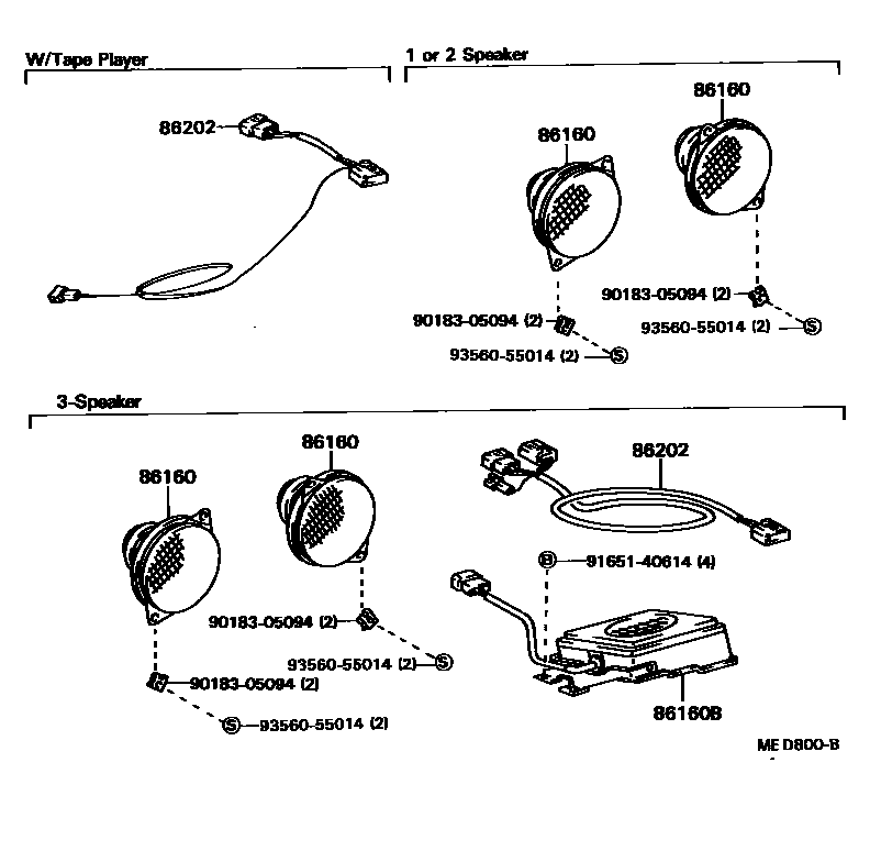 Toyota HILUX 扬声器 EPC diagram — MED800B