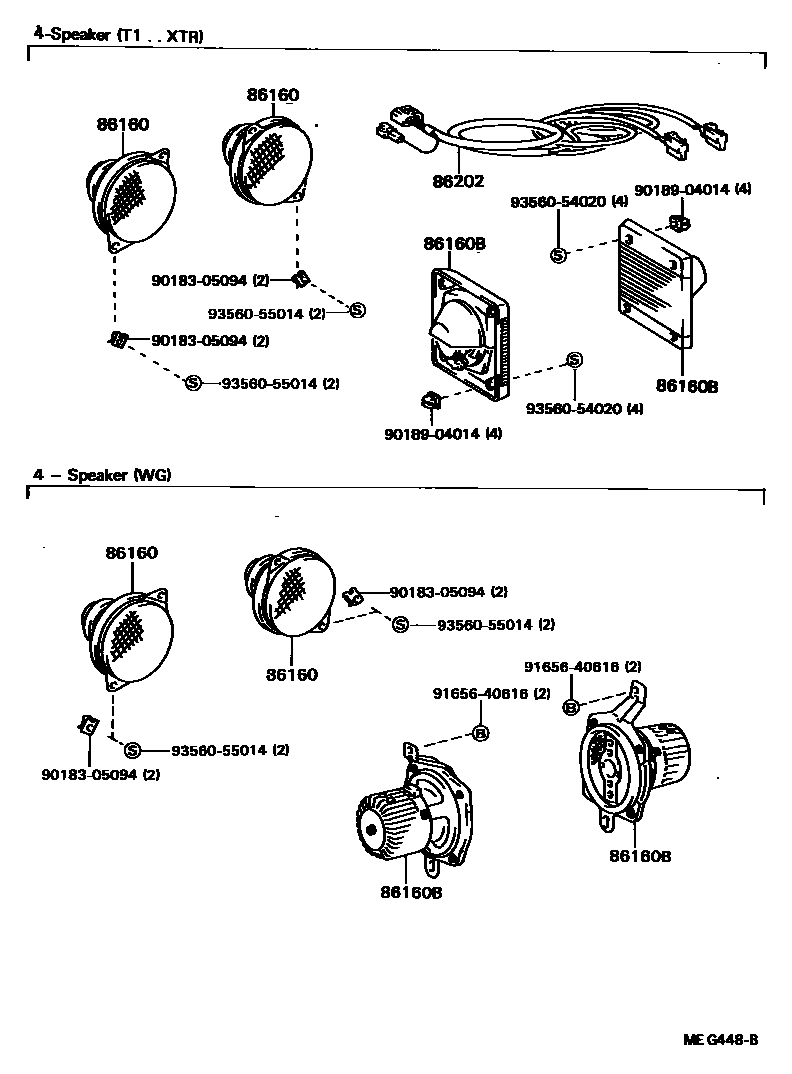 Toyota HILUX 扬声器 EPC diagram — MEG448B