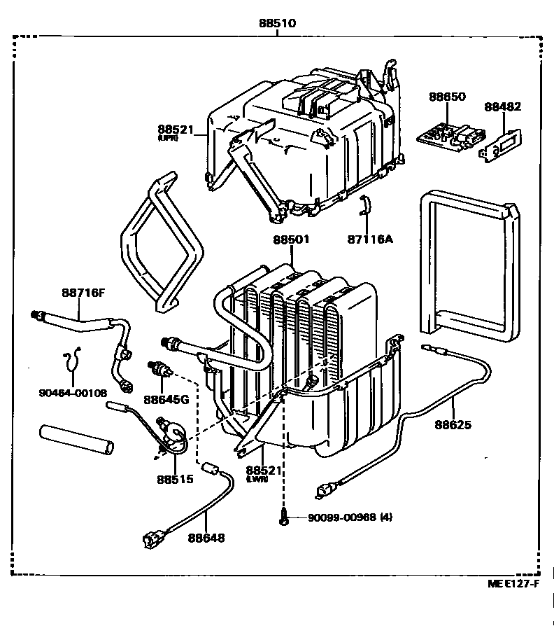 Toyota HILUX 暖风和空调系统 - 冷却器组件 EPC diagram — MEE127F