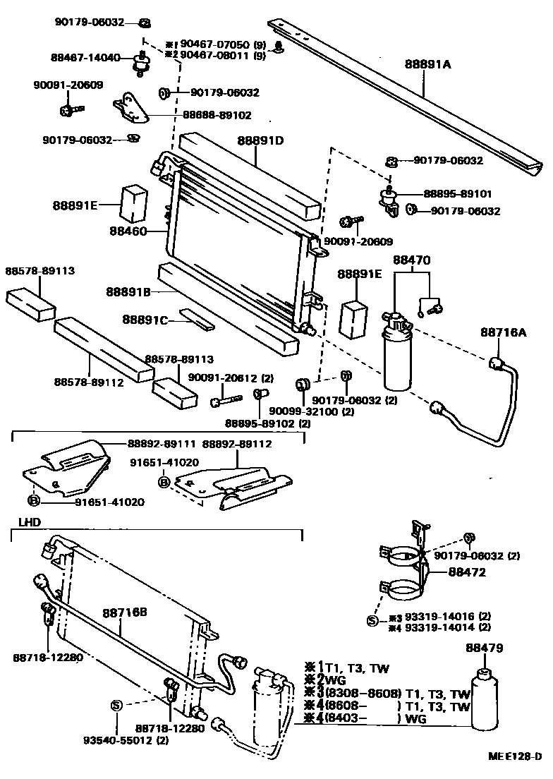 Toyota HILUX Heating & Air Conditioning - Cooler Piping EPC diagram — MEE128D