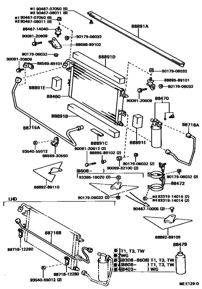 Toyota HILUX Heating & Air Conditioning - Cooler Piping EPC diagram — MEE129D
