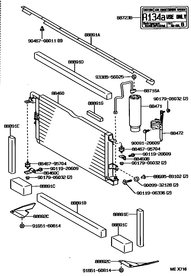 Toyota HILUX Heating & Air Conditioning - Cooler Piping EPC diagram — MEX716
