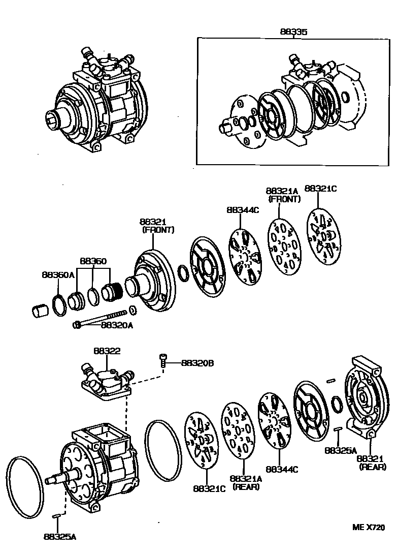 Toyota HILUX Heating & Air Conditioning - Compressor EPC diagram — MEX720