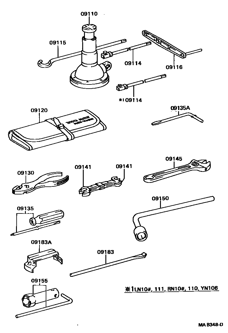 Toyota HILUX Standard Tools EPC diagram — MAB348D