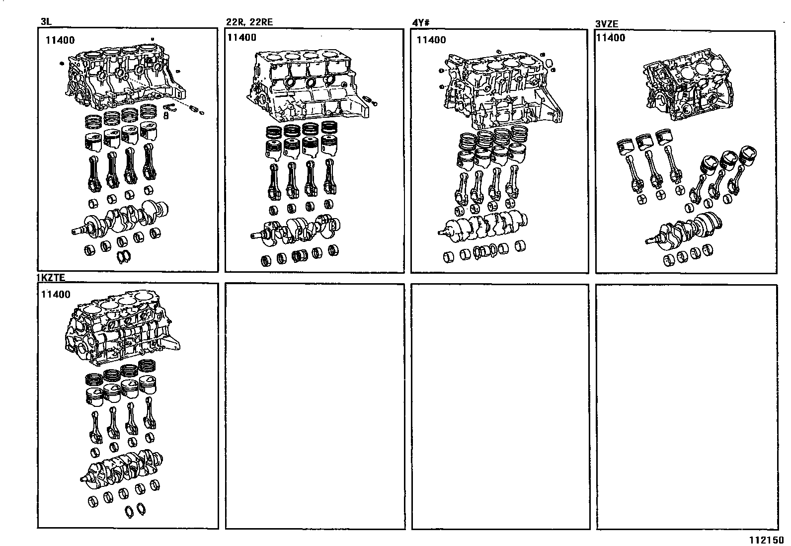 Toyota HILUX Short Block Assembly EPC diagram — 112150