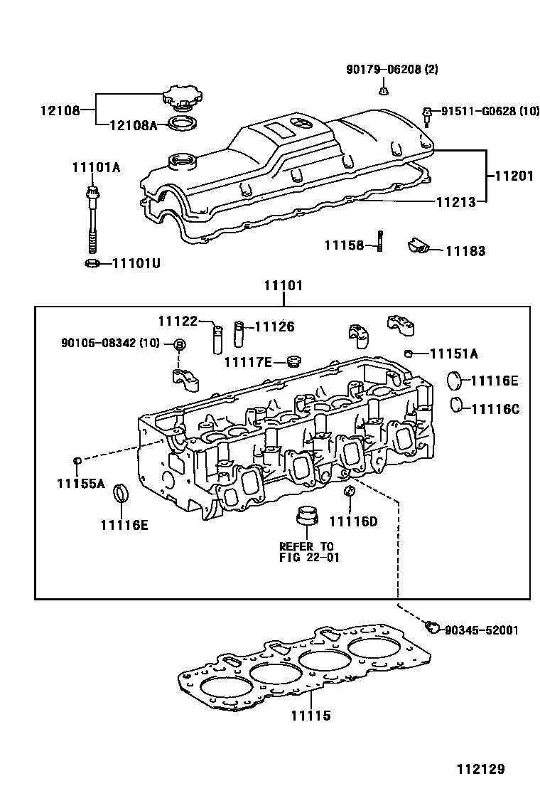 Toyota HILUX Cylinder Head EPC diagram — 112129