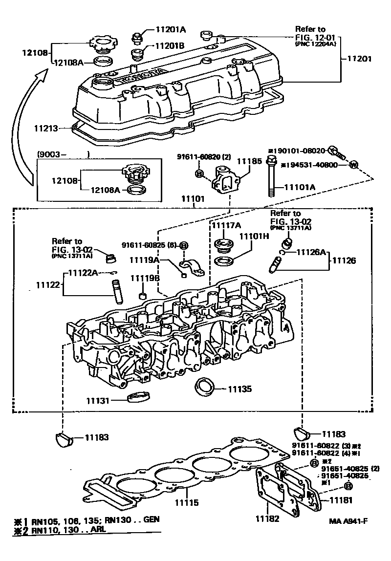 Toyota HILUX Cylinder Head EPC diagram — MAA941F