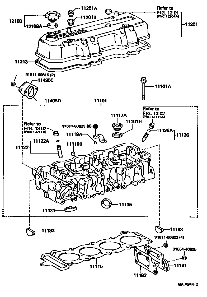 Toyota HILUX Cylinder Head EPC diagram — MAA944D