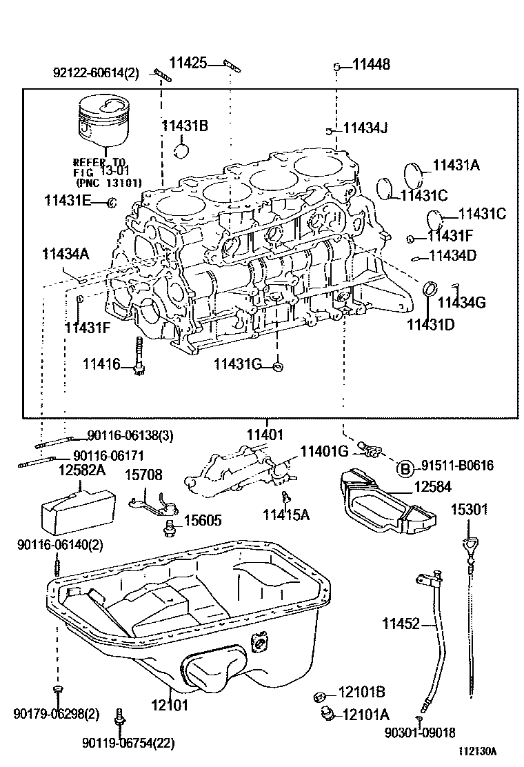 Toyota HILUX Cylinder Block EPC diagram — 112130A