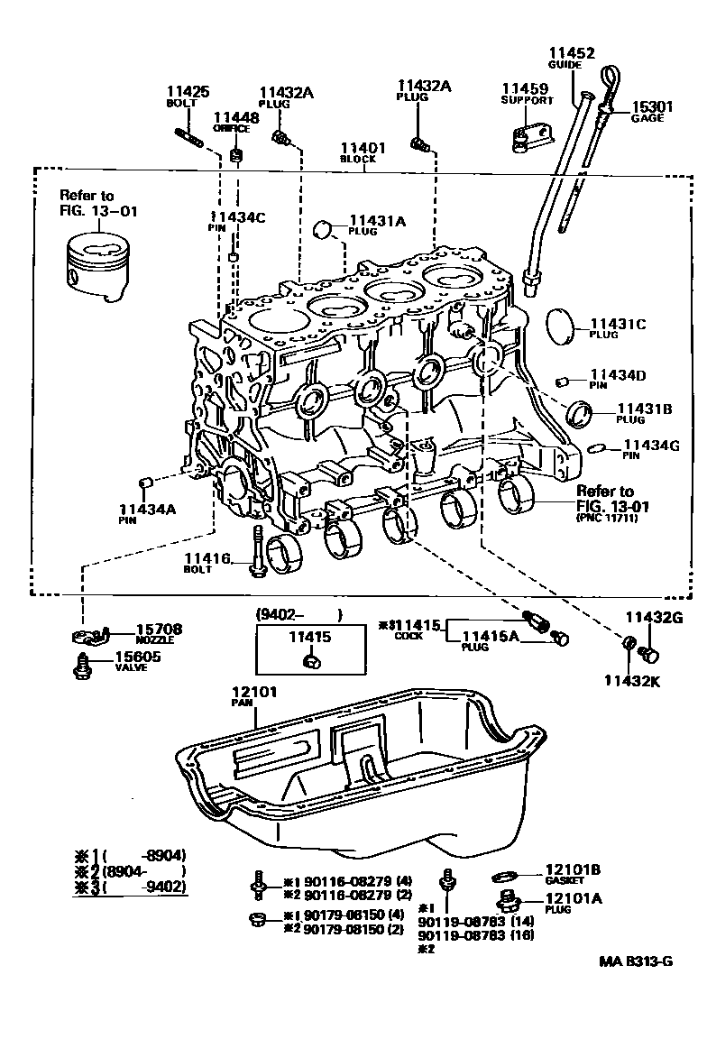 Toyota HILUX Cylinder Block EPC diagram — MAB313G
