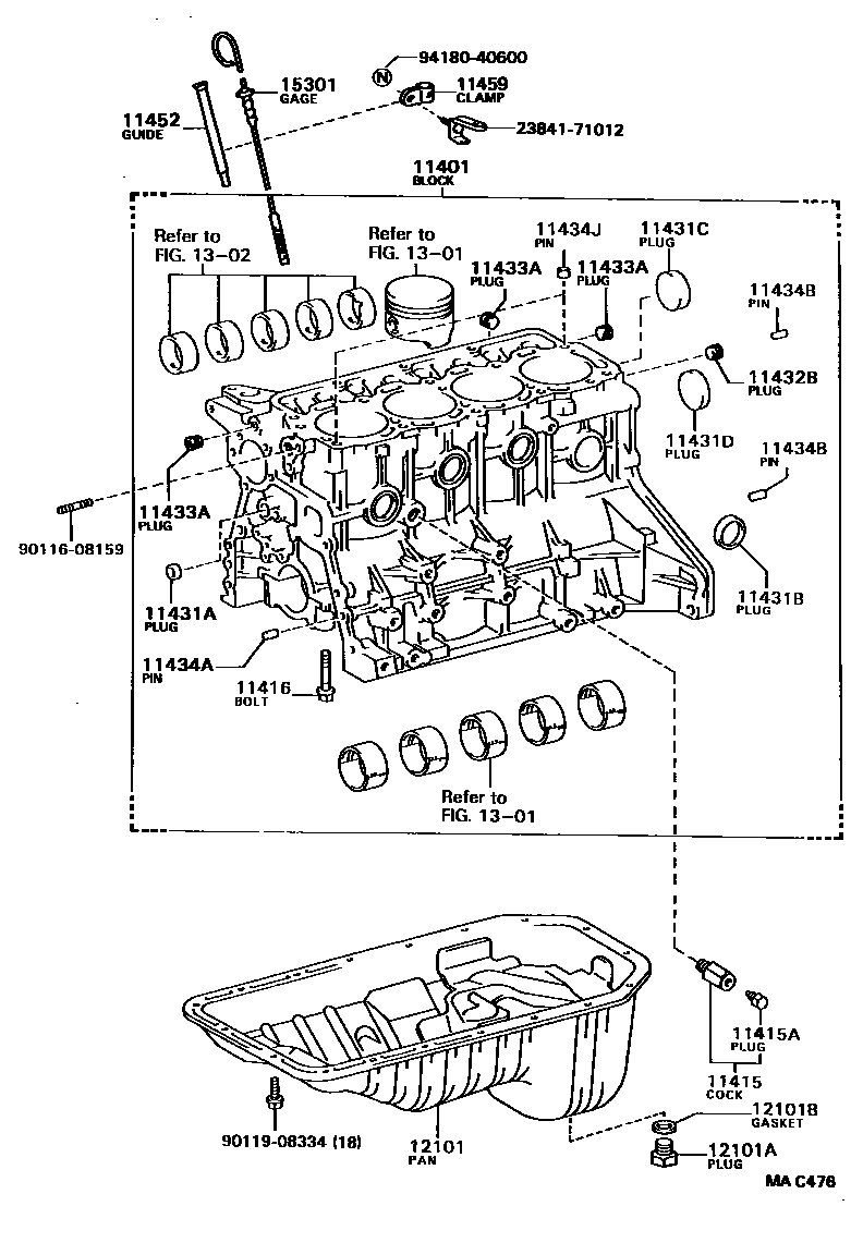 Toyota HILUX Cylinder Block EPC diagram — MAC476