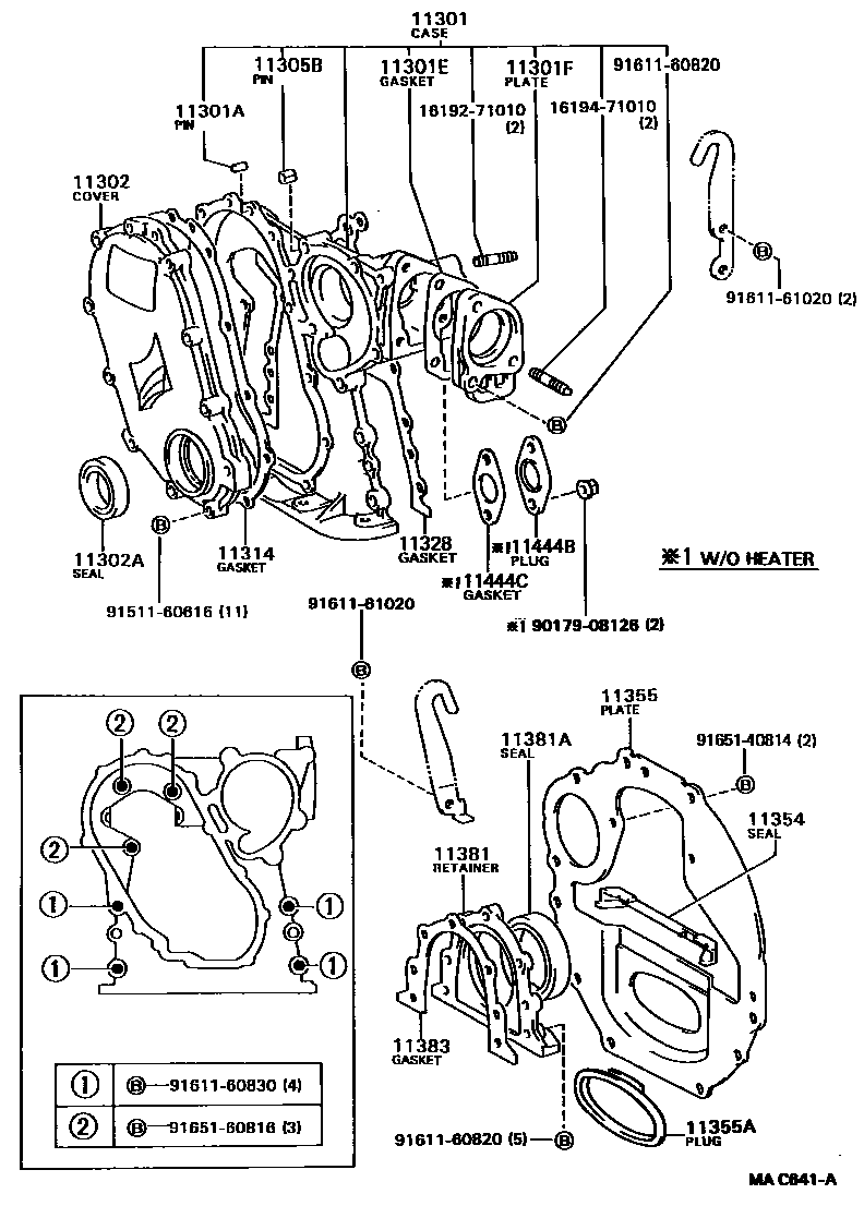 Toyota HILUX Timing Gear Cover & Rear End Plate EPC diagram — MAC641A