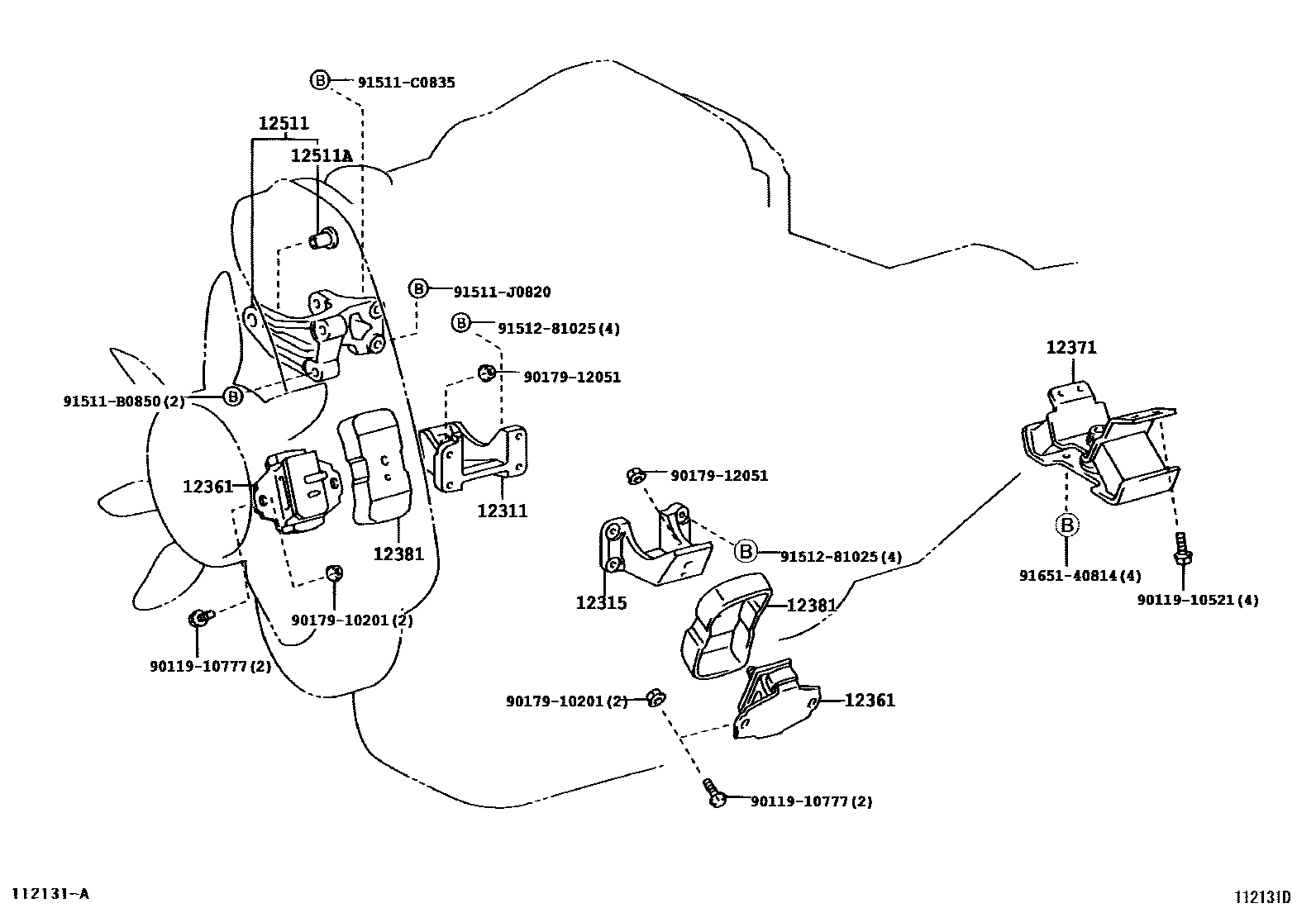Toyota HILUX Engine Mounting EPC diagram — 112131D