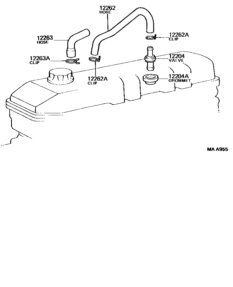 Toyota HILUX Ventilation Hose EPC diagram — MAA955