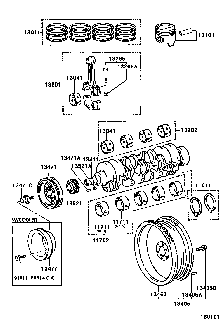 Toyota HILUX Crankshaft & Piston EPC diagram — 130101