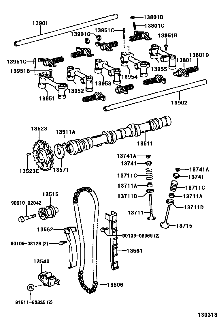 Toyota HILUX Camshaft & Valve EPC diagram — 130313