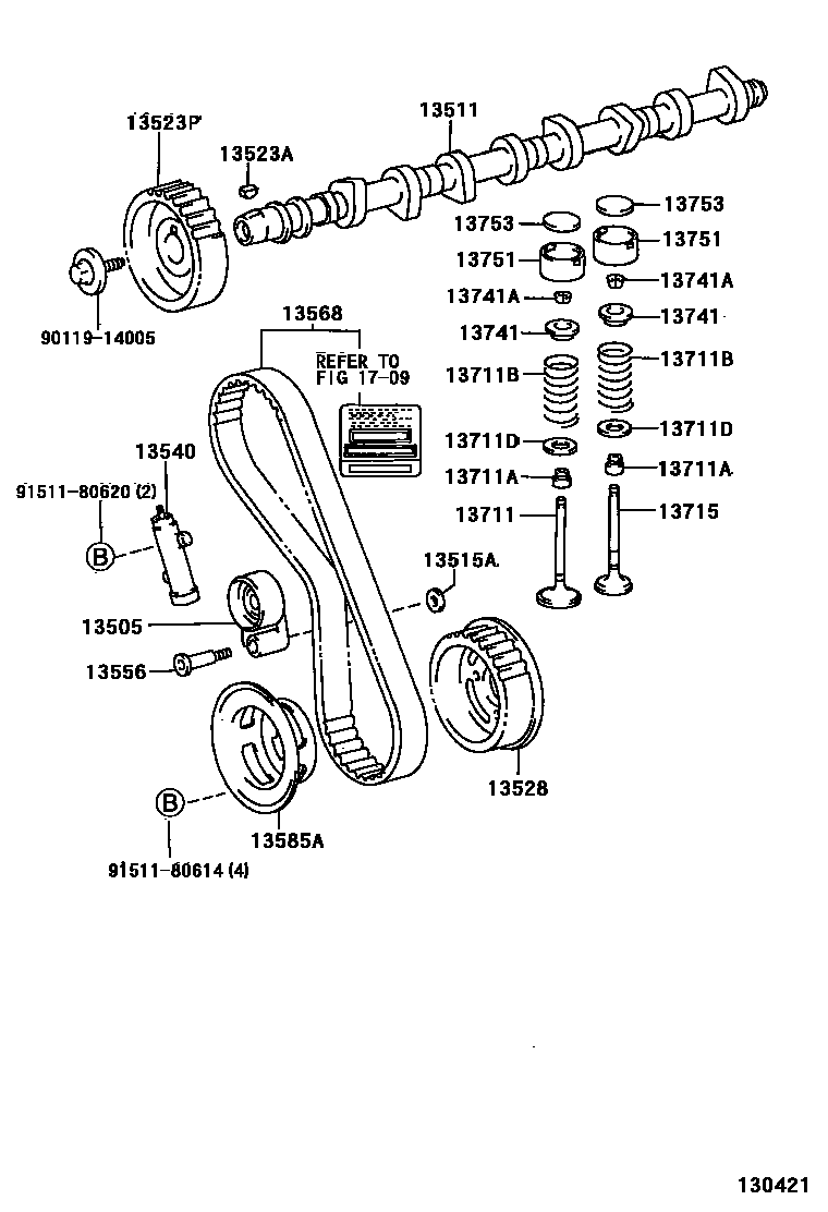 Toyota HILUX Camshaft & Valve EPC diagram — 130421