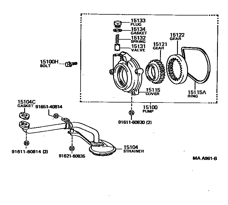 Toyota HILUX Engine Oil Pump EPC diagram — MAA961B