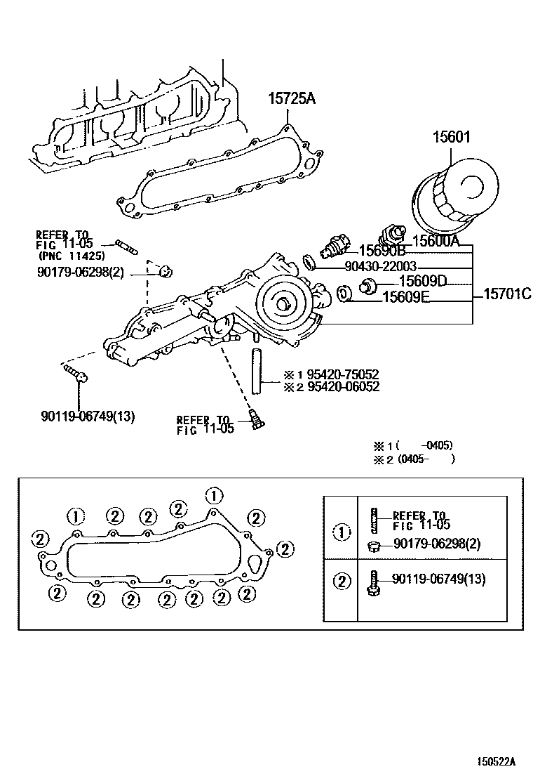 Toyota HILUX Oil Filter EPC diagram — 150522A