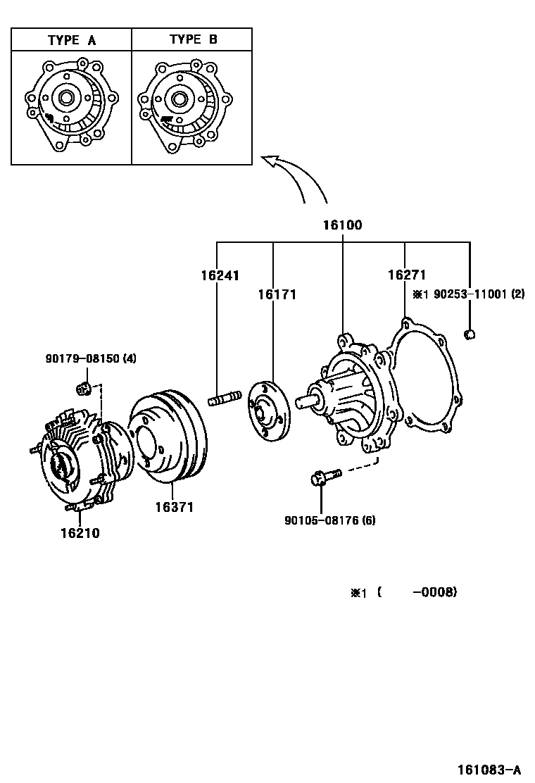 Toyota HILUX Water Pump EPC diagram — 161083A
