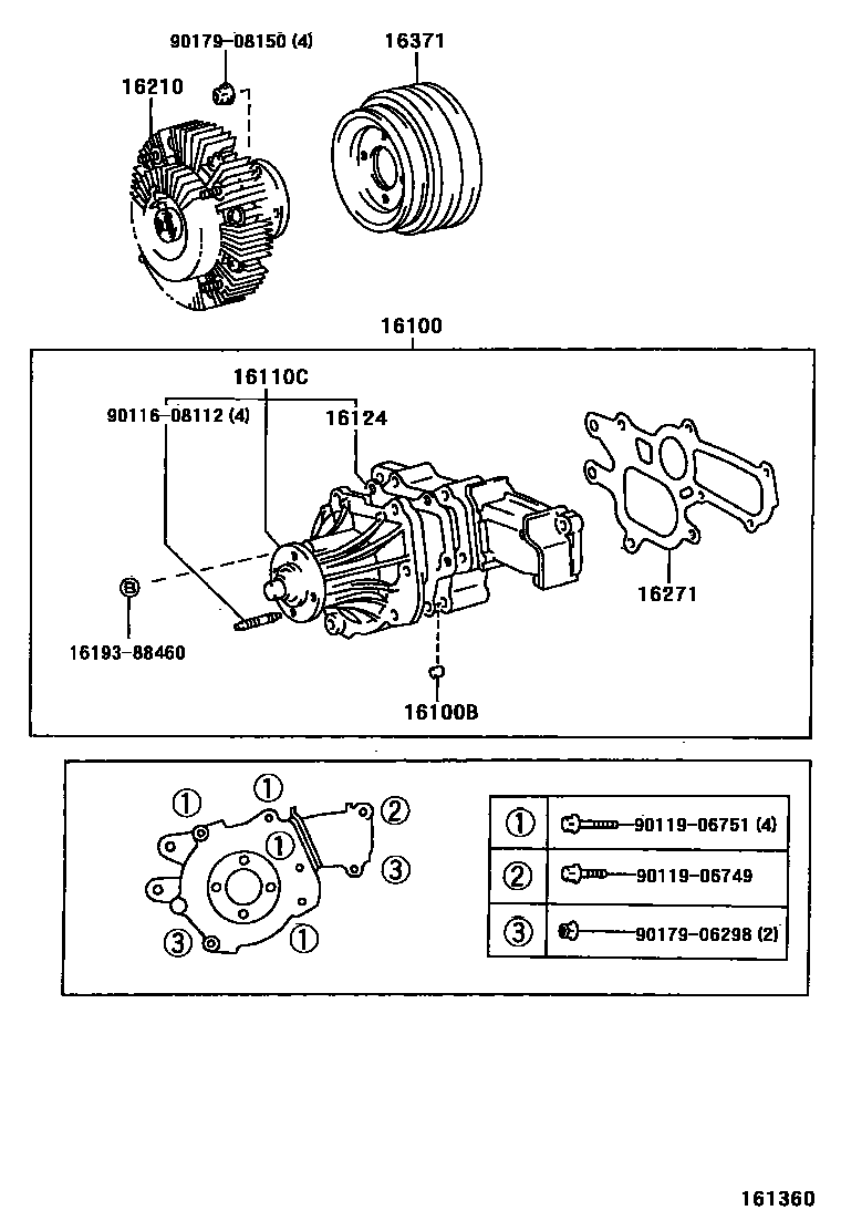 Toyota HILUX Water Pump EPC diagram — 161360