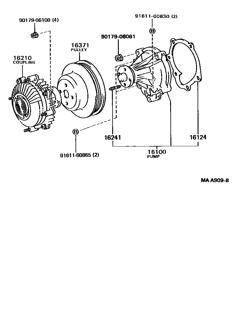 Toyota HILUX Water Pump EPC diagram — MAA909B