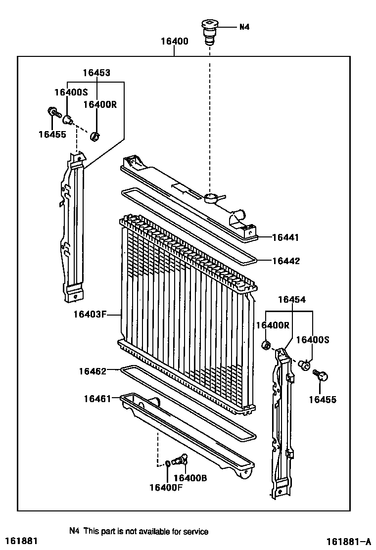 Toyota HILUX RADIATOR & WATER OUTLET EPC diagram — 161881A
