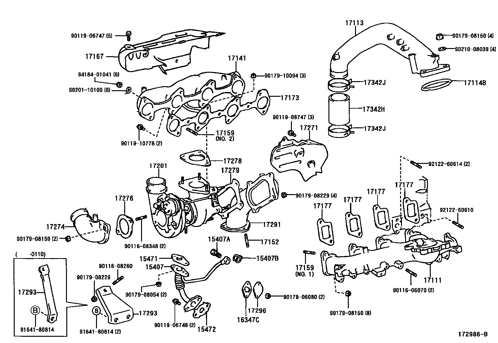 Toyota HILUX Manifold EPC diagram — 172986B