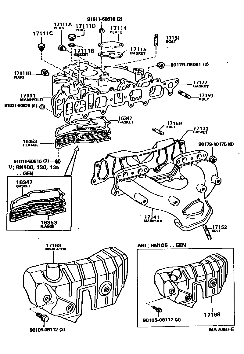 Toyota HILUX Manifold EPC diagram — MAA967E