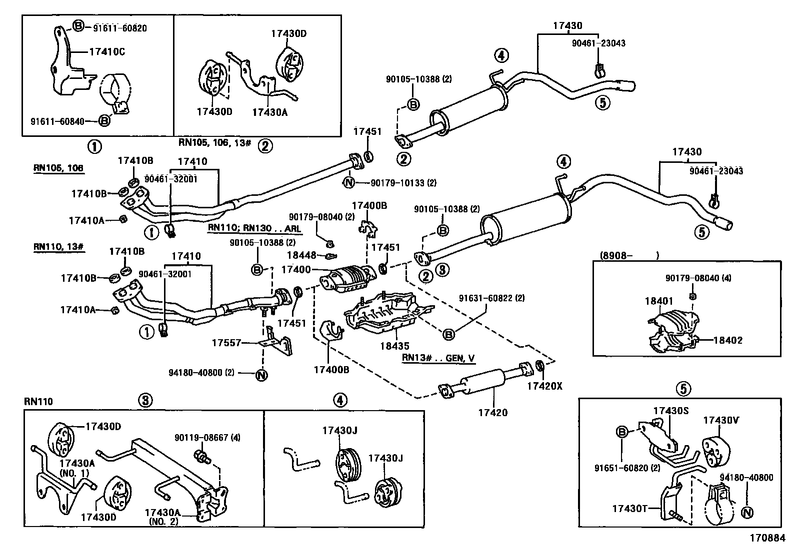 Toyota HILUX Exhaust Pipe EPC diagram — 170884