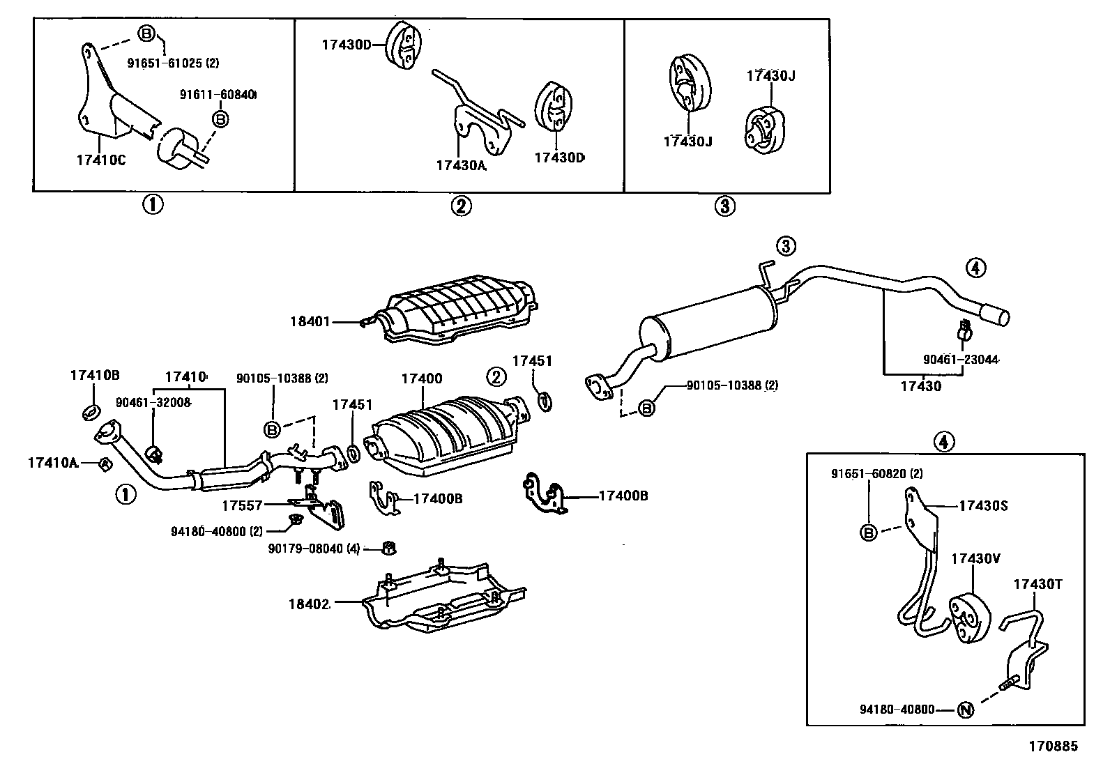 Toyota HILUX Exhaust Pipe EPC diagram — 170885