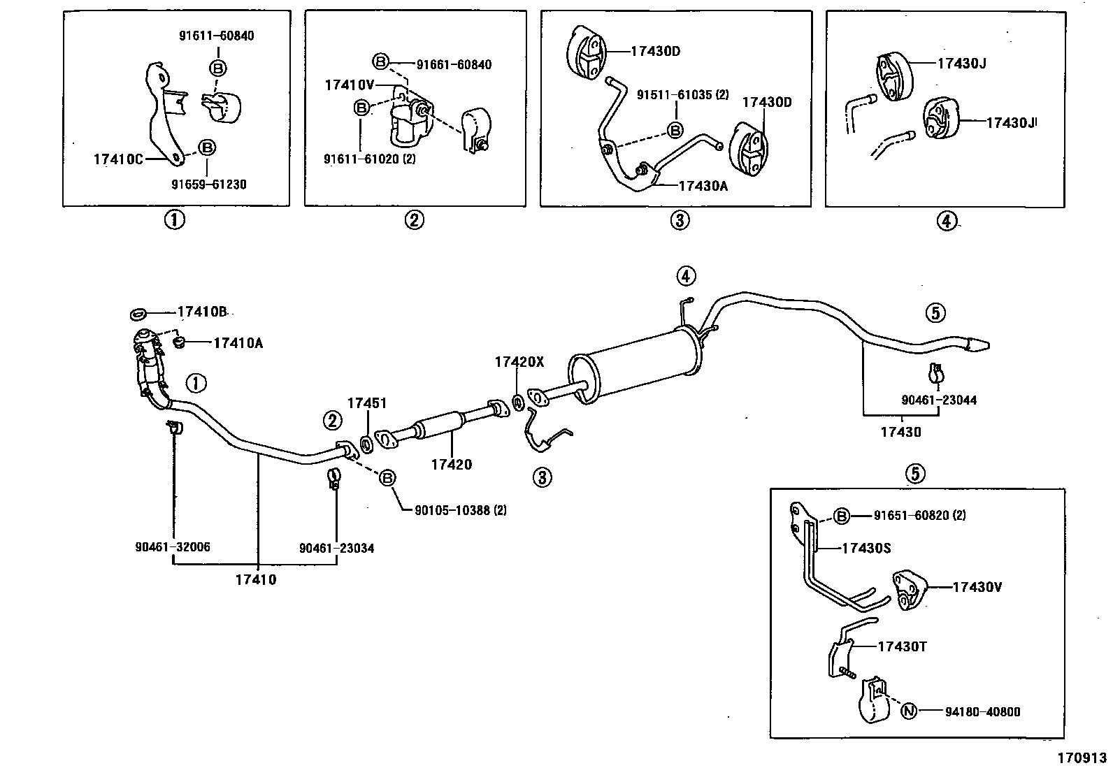 Toyota HILUX Exhaust Pipe EPC diagram — 170913