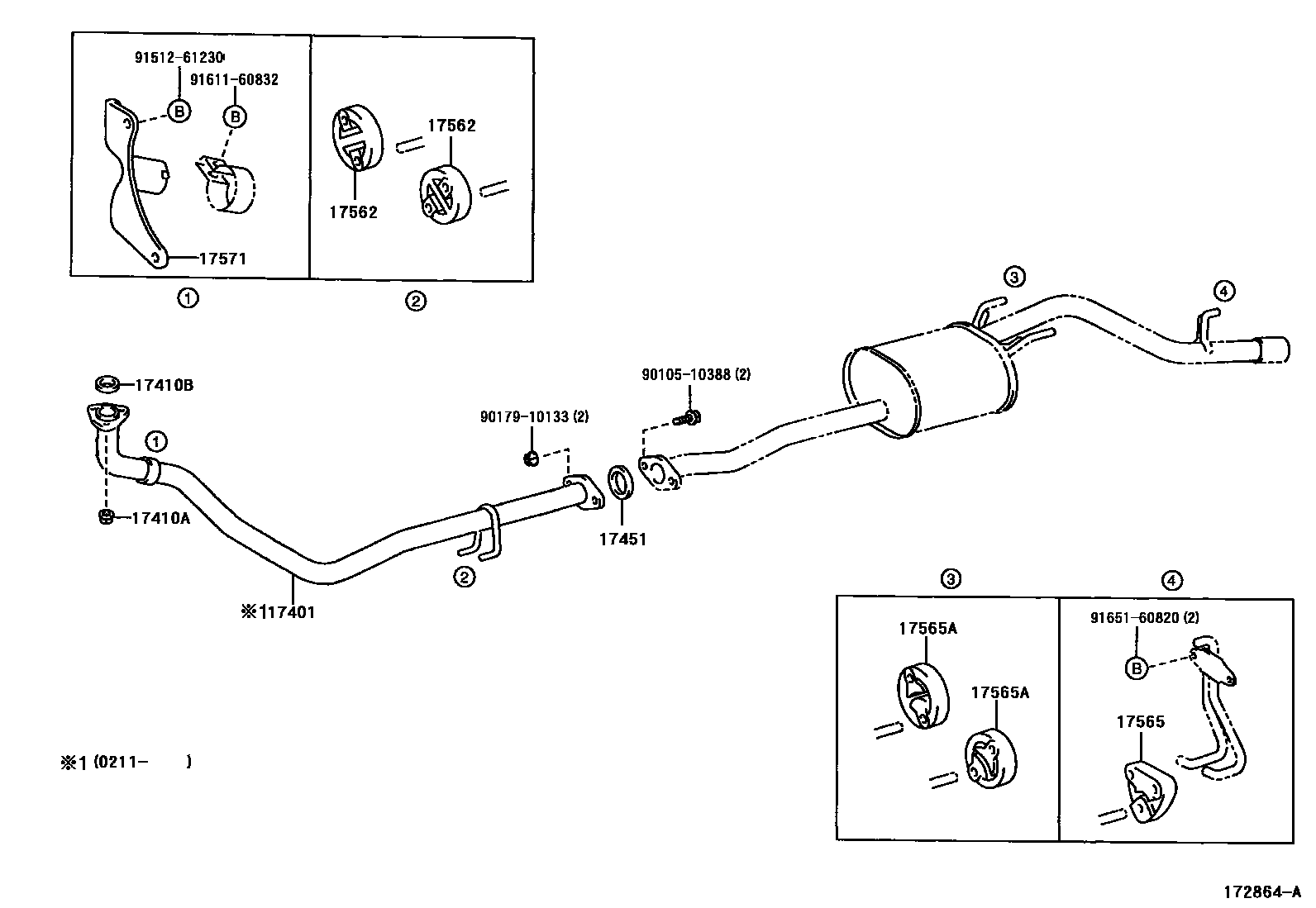 Toyota HILUX Exhaust Pipe EPC diagram — 172864A