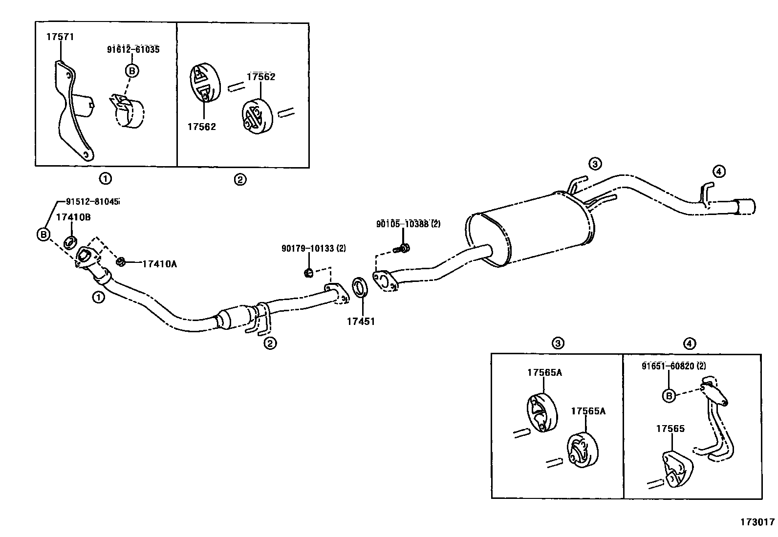 Toyota HILUX Exhaust Pipe EPC diagram — 173017